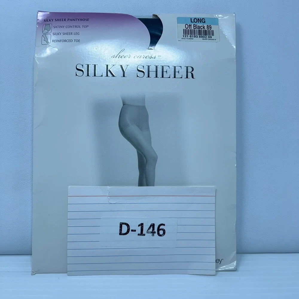 JCPenney Womens Size Long Off Black Silky Sheer Control Top Pantyhose NWT